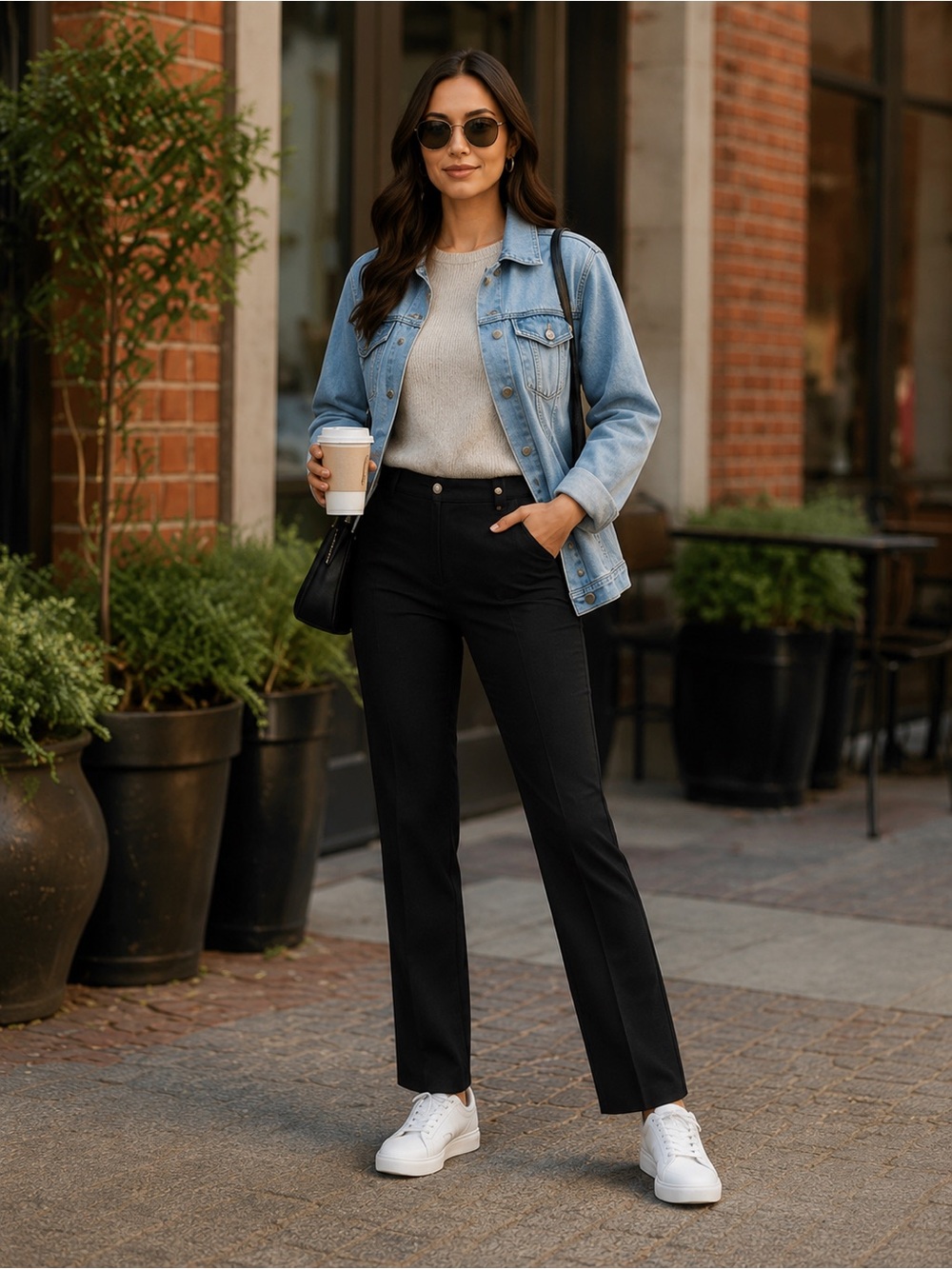 White House Black Market Black Straight-Leg Trousers